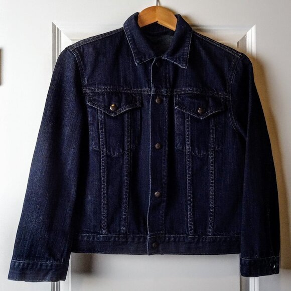 Helmut Lang Dark Denim Blue Short Jean Jacket - Picture 1 of 8